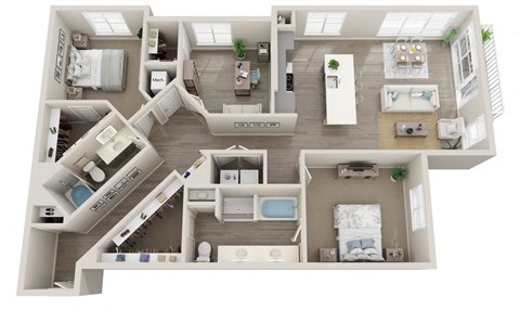 Floor plan for 3 beds, 2 baths, 1577 sqft